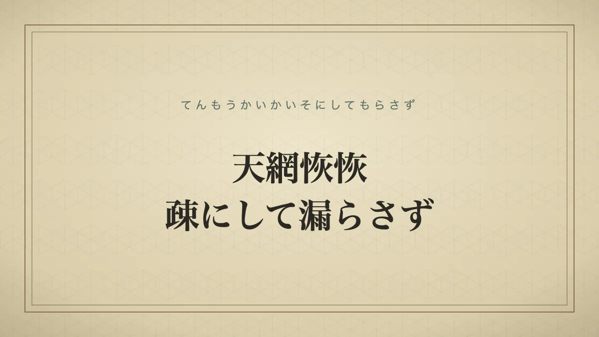 天網恢恢疎にして漏らさず