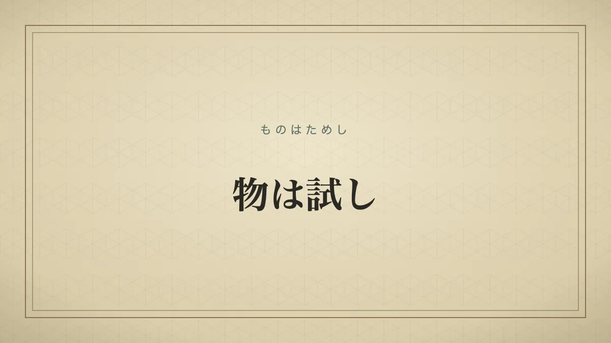 物は試し