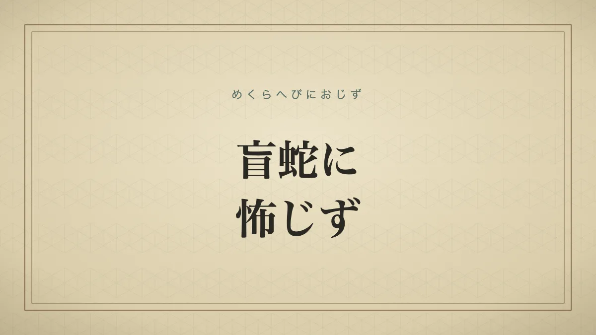 盲蛇に怖じず