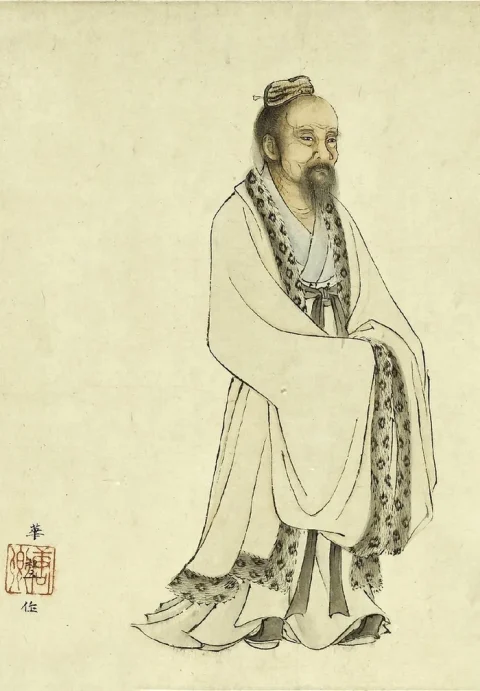華祖立が描いた荘子の肖像(1326年、上海博物館蔵)